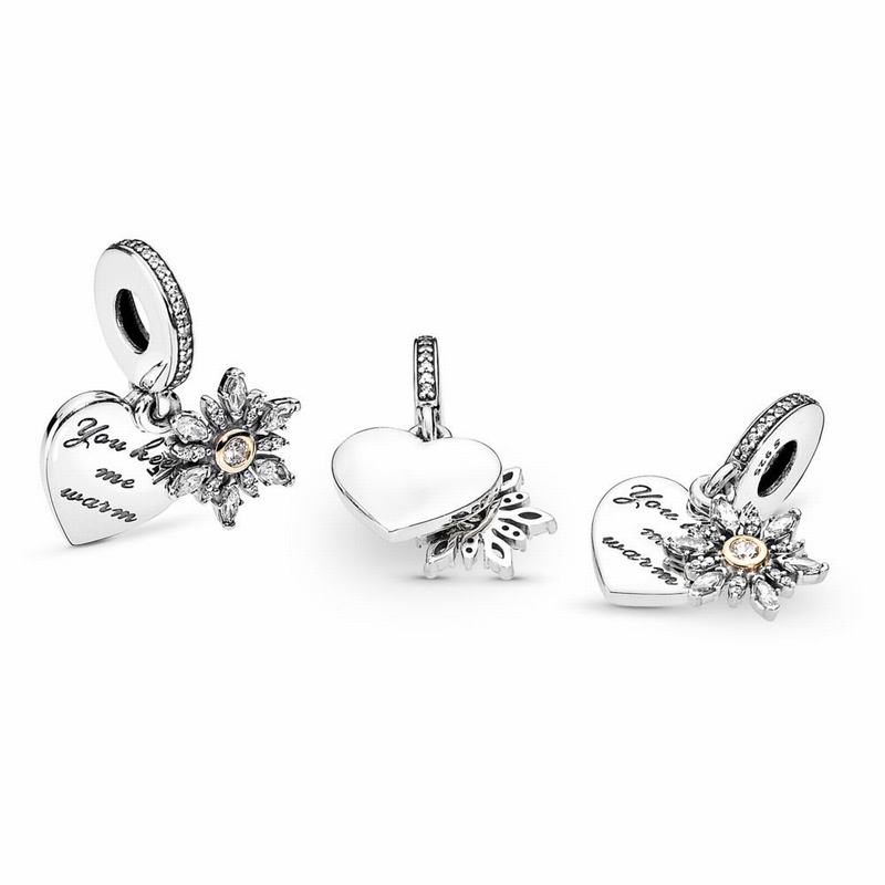 Pandora Snowflake Heart Dangle Charm - Two Tone/Cubic Zirconia - Canada | KU5110CL